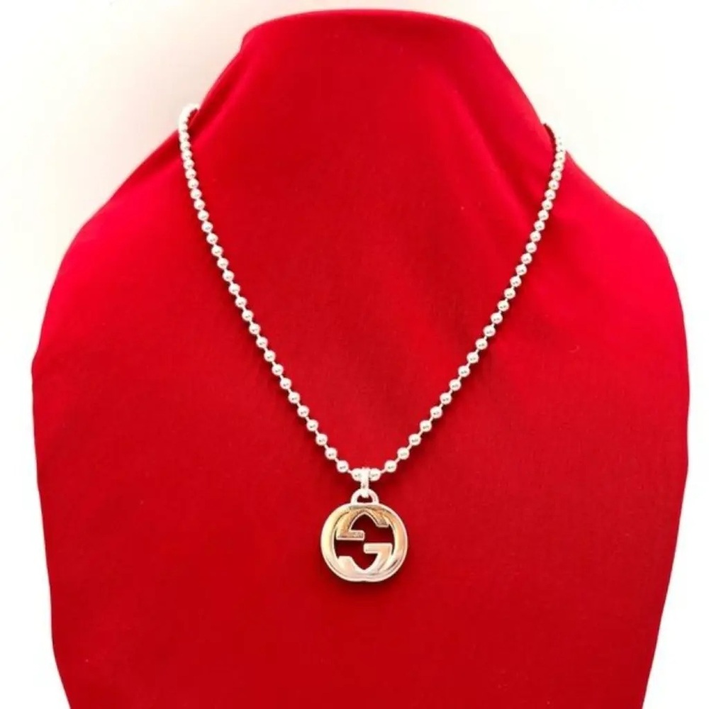 Gucci silver Logo Pendant Necklace Minimalist Design - Picture 1 of 4